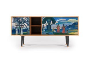 TV spintelė su 3 durimis L 150 cm, Day Of The God By Paul Gauguin Walnut kaina ir informacija | Komodos | pigu.lt