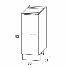 NOVO apatinė virtuvės spintelė 30 cm, matinė pilka цена и информация | Кухонные шкафчики | pigu.lt