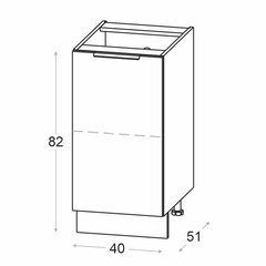 NOVO apatinė virtuvės spintelė 40 cm, balta matinė цена и информация | Кухонные шкафчики | pigu.lt