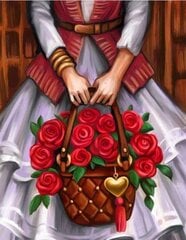 Tapyba pagal numerius " Girl with a basket of roses " 30x40 kaina ir informacija | Tapyba pagal skaičius | pigu.lt