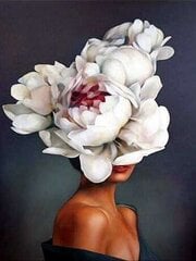 Deimantinė mozaika "White peony flower girl" 30x40cm kaina ir informacija | Deimantinės mozaikos | pigu.lt