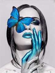 Deimantinė mozaika "The blue butterfly modelgi" 30x40cm kaina ir informacija | Deimantinės mozaikos | pigu.lt