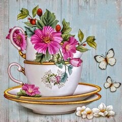 Алмазная мозаика "Flowers in a cup" 30х30см цена и информация | Алмазная мозаика | pigu.lt