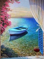 Deimantinė mozaika "The view from the window is a boat" 30x40cm kaina ir informacija | Deimantinės mozaikos | pigu.lt