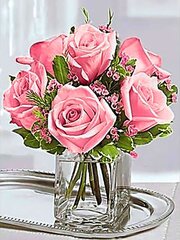 Алмазная мозаика "Pink roses in a vase" 30х40см цена и информация | Алмазная мозаика | pigu.lt