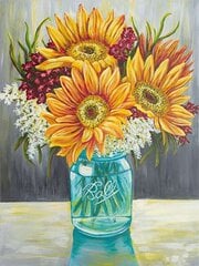 Deimantinė mozaika "Sunflowers in a vase" 30x40cm kaina ir informacija | Deimantinės mozaikos | pigu.lt