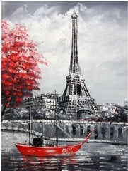 Deimantinė mozaika "A red boat in Paris" 30x40cm kaina ir informacija | Deimantinės mozaikos | pigu.lt