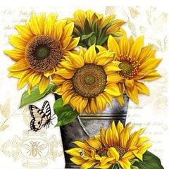 Deimantinė mozaika "Sunflowers in a bucket" 30x30cm kaina ir informacija | Deimantinės mozaikos | pigu.lt