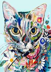 Deimantinė mozaika "A cat with flowers" 30x40cm kaina ir informacija | Deimantinės mozaikos | pigu.lt