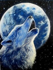 Deimantinė mozaika "A wolf howls at the moon" 30x40cm kaina ir informacija | Deimantinės mozaikos | pigu.lt