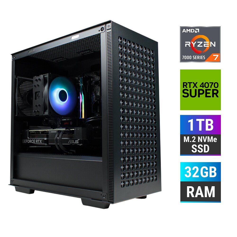 Kompiuteris MonsterX Ryzen 7 7700 32GB 1TB NVME RTX4070S цена и информация | Stacionarūs kompiuteriai | pigu.lt