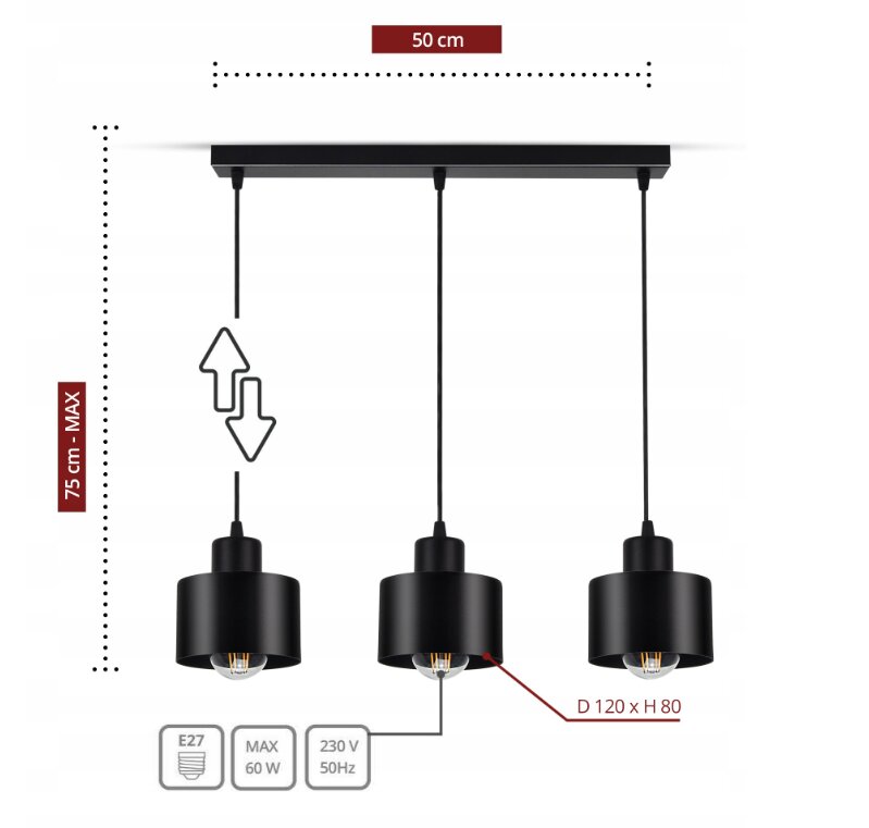 Lubinis pakabinamas šviestuvas Luxoral serija 382-BZ3 E27 LED цена и информация | Lubiniai šviestuvai | pigu.lt