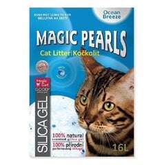 Silikoninis smėlis kačių tualetui : MAGIC PEARLS Ocean Breeze 16L kaina ir informacija | Kačių tualetai | pigu.lt