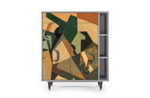 Комод BS6 Glass And Checkerboard By Juan Gris L 94 cm, серый цена и информация | Комоды | pigu.lt