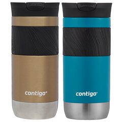 "Contigo Byron 2.0" 470 ml talpos termo puodelių rinkinys - Auksinis + mėlynas matinis цена и информация | Термосы, термокружки | pigu.lt