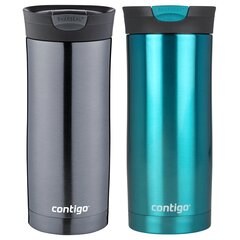 "Contigo Huron" 470 ml termo puodelių rinkinys - Gunmetal + Biscay Bay kaina ir informacija | Termosai, termopuodeliai | pigu.lt