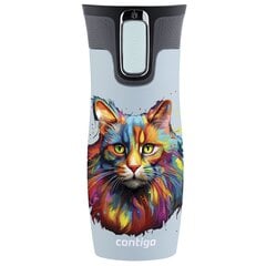 "Contigo West Loop 2.0" 470 ml talpos termo puodelis - Colourful Cat - Mėlynas matinis kaina ir informacija | Termosai, termopuodeliai | pigu.lt