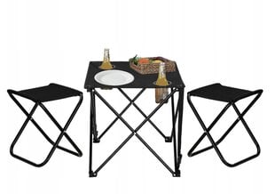 Turistinis stalas su kėdėmis Springos, juoda kaina ir informacija | Turistiniai baldai | pigu.lt