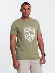 vyriški marškinėliai – alyvuogių spalvos v2 om-tspt-0125 kaina ir informacija | Vyriški marškinėliai | pigu.lt