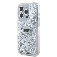 Karl Lagerfeld Liquid Glitter Karl Head MagSafe Case for iPhone 15 Pro Transparent kaina ir informacija | Telefono dėklai | pigu.lt