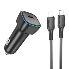 Borofone Car charger BZ28 Trophie - Type C - PD 30W 3A with Type C to Lightning cable black цена и информация | Зарядные устройства для телефонов | pigu.lt