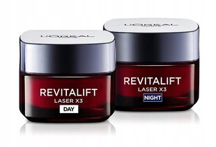 Dieninis ir naktinis kremas Loreal Paris Revitalift Laser x3 kaina ir informacija | Veido kremai | pigu.lt