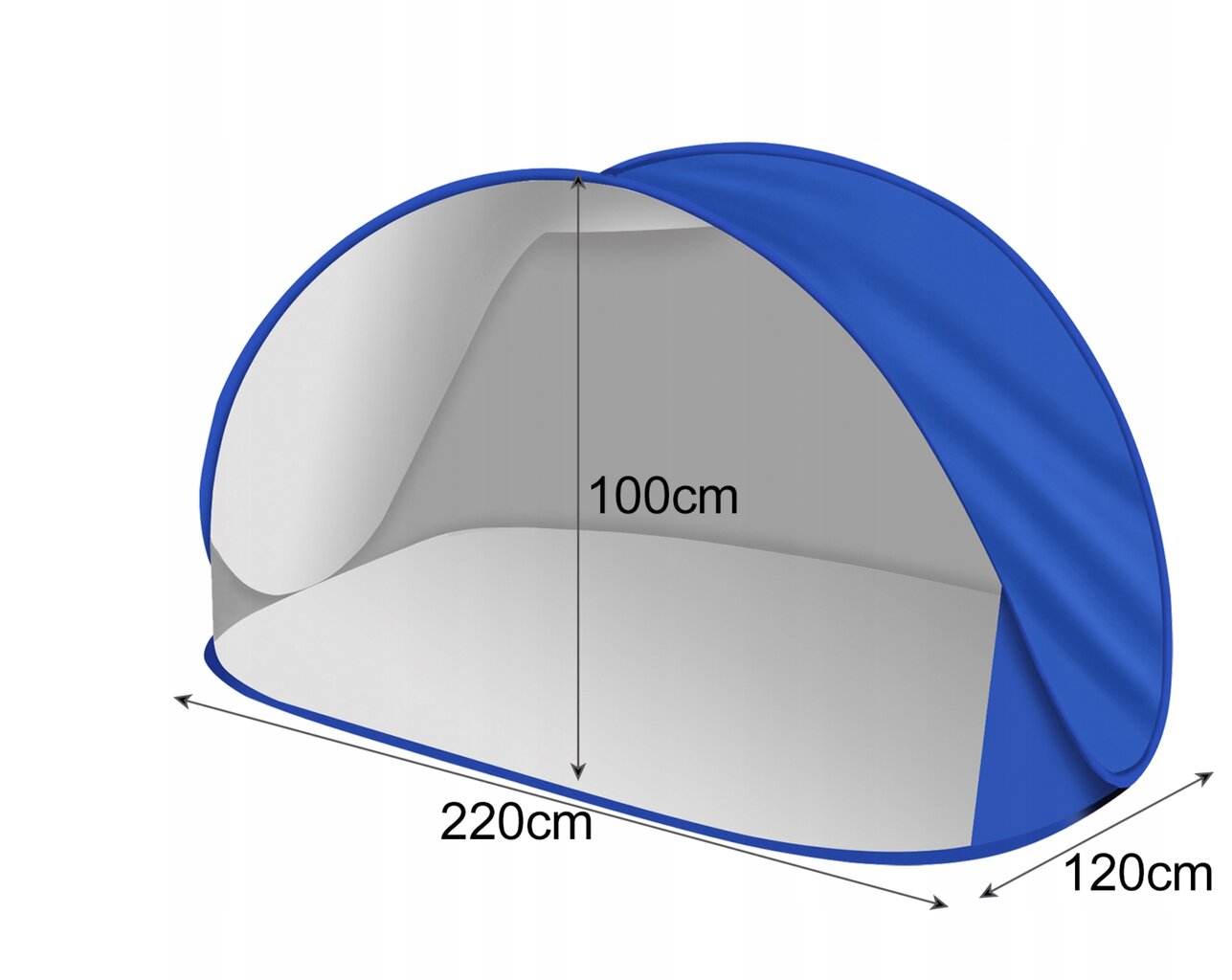 Paplūdimio palapinė Trizand, 220x120x100 cm, mėlyna цена и информация | Palapinės | pigu.lt
