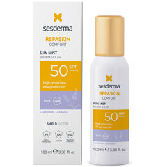 Apsauginė veido dulksna nuo saulės Sesderma Repaskin Comfort, su levandų aromatu SPF 50, 100 ml цена и информация | Средства для очищения лица | pigu.lt