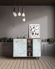 Комод с 3 ящиками и 1 дверцей L 125 см, Golden Waves Grey Sideboard 3 Schubladen und 1 Tür L 125 cm цена и информация | Комоды | pigu.lt