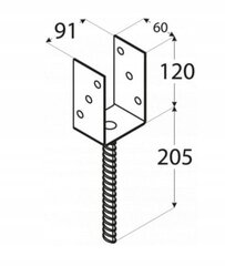 Kolonos pagrindo inkaras juodas 91x120x60mm kaina ir informacija | Tvoros ir jų priedai | pigu.lt