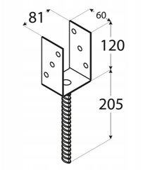 Kolonos pagrindas Inkaras 141x120x60mm kaina ir informacija | Tvoros ir jų priedai | pigu.lt