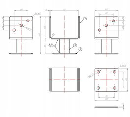 Reguliuojamas kolonos pagrindas 121x121x163 mm cinkuotas kaina ir informacija | Tvoros ir jų priedai | pigu.lt