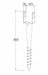 Kolonos pagrindas plieninis 120x865 mm sraigė kaina ir informacija | Tvoros ir jų priedai | pigu.lt