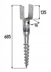 Kolonos pagrindo plieninis inkaras 90x685 mm sraigė kaina ir informacija | Tvoros ir jų priedai | pigu.lt