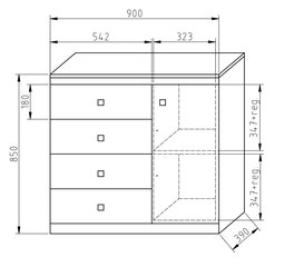 1 durų komoda su 4 stalčiais GD-4S 1D kaina ir informacija | Komodos | pigu.lt