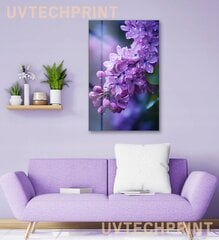Stiklinė sienų dekoracija violetinės alyvinės gėlės 60x90 cm kaina ir informacija | Interjero detalės | pigu.lt