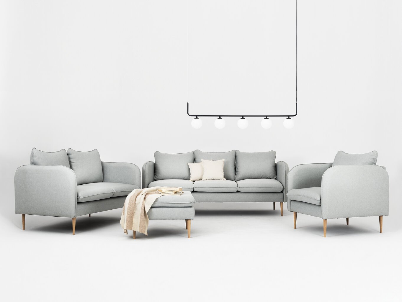 3 vietų sofa "Instit", 205x89x90 cm, šviesiai pilka kaina ir informacija | Sofos | pigu.lt