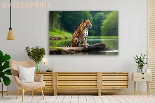 Stiklinė sienų dekoracija leopardas laukiniai gyvūnai džiunglių 150x95 cm kaina ir informacija | Interjero detalės | pigu.lt