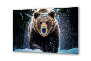 Stiklinė sienų dekoracija meška sniege gyvūnai 36x23 cm kaina ir informacija | Interjero detalės | pigu.lt