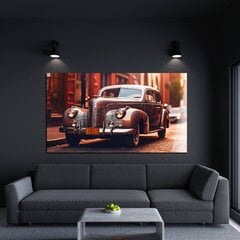 Stiklinė sienų dekoracija senas automobilis retro vintage auto 90x60 cm kaina ir informacija | Interjero detalės | pigu.lt