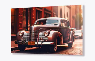 Stiklinė sienų dekoracija senas automobilis retro vintage auto 90x60 cm kaina ir informacija | Interjero detalės | pigu.lt