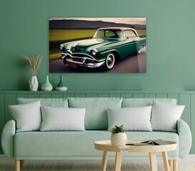 Stiklinė sienų dekoracija žalias auto retro vyrams 36x23 cm kaina ir informacija | Interjero detalės | pigu.lt