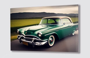 Stiklinė sienų dekoracija žalias auto retro vyrams 36x23 cm kaina ir informacija | Interjero detalės | pigu.lt