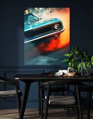 Stiklinė sienų dekoracija drift smoke auto retro 23x36 cm kaina ir informacija | Interjero detalės | pigu.lt