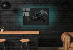 Stiklinė sienų dekoracija juodas motociklas tattoo barberis vyrui 90x60 cm kaina ir informacija | Interjero detalės | pigu.lt