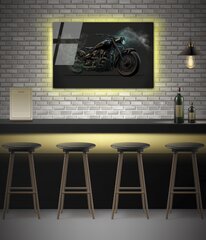 Stiklinė sienų dekoracija juodas motociklas tatuiruotė barberis vyrui 150x95 cm цена и информация | Детали интерьера | pigu.lt