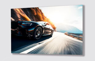 Stiklinė sienų dekoracija sportinio automobilio greitis kelyje 90x60 cm kaina ir informacija | Interjero detalės | pigu.lt