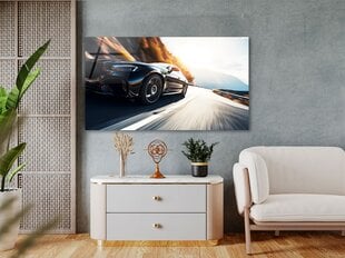 Stiklinė sienų dekoracija sportinio automobilio greitis kelyje 130x83 cm kaina ir informacija | Interjero detalės | pigu.lt