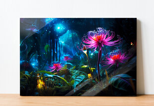 Stiklinė sienų dekoracija stebuklingi miško augalai naktinės žvaigždės 150x95 cm цена и информация | Детали интерьера | pigu.lt