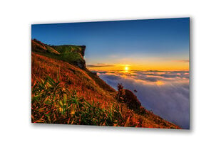 Stiklinė sienų dekoracija debesys gamta kalnai virš debesų 130x83 cm цена и информация | Детали интерьера | pigu.lt